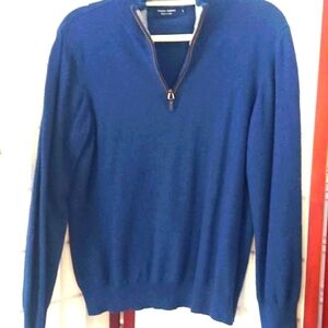 Filippo Riberti 1/4 Zip Wool Cashmere Blend Pullover Blue Sweater Men's L